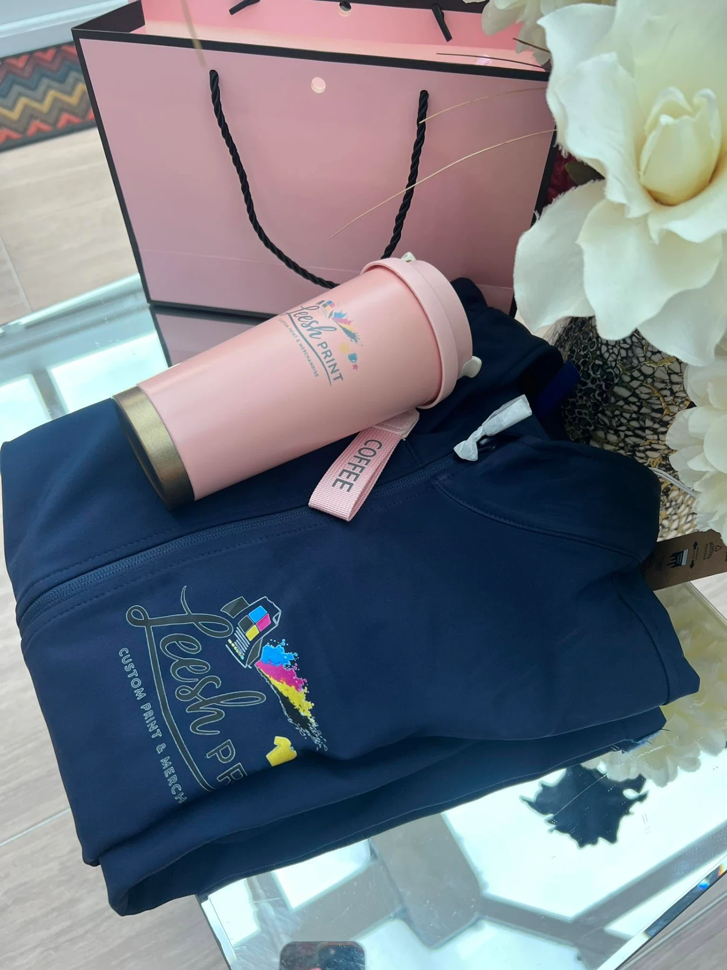 Branded hoodie and tumbler gift set