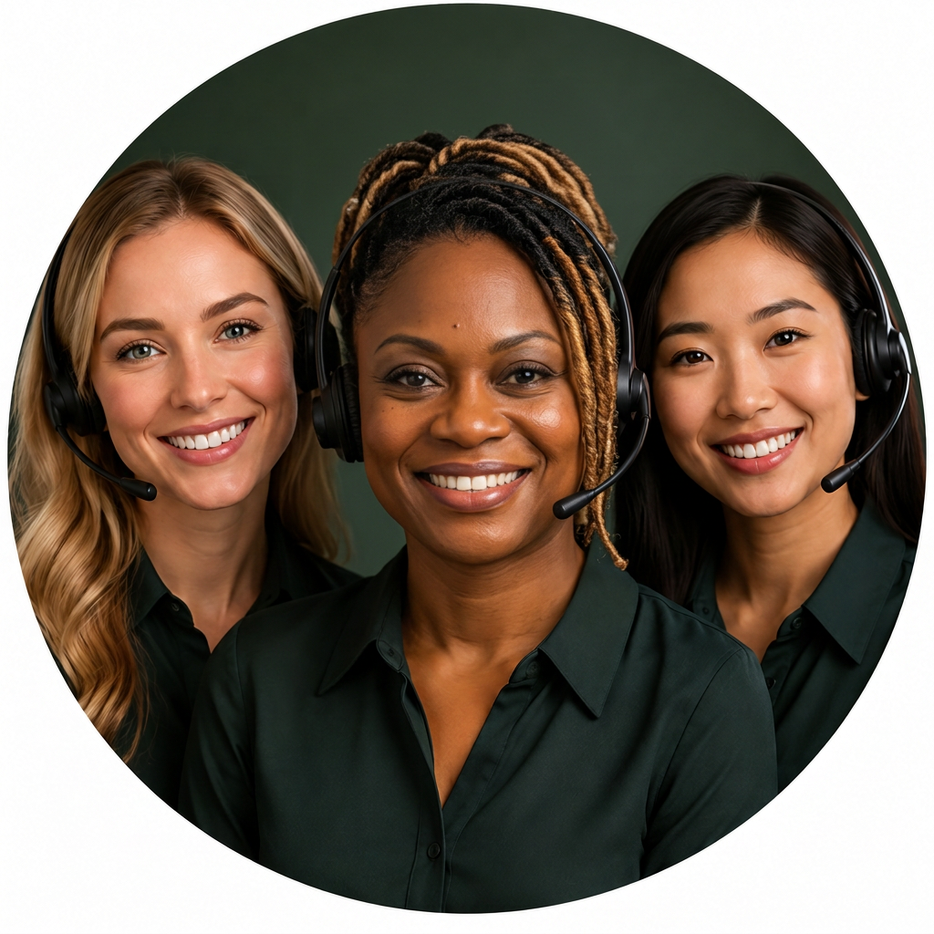 The Leeshprint customer support team wearing headsets, ready to help