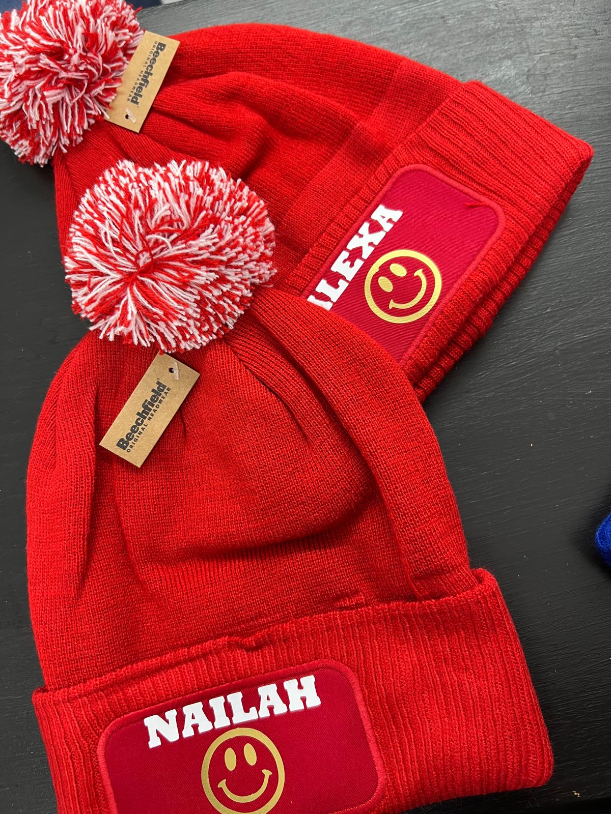 Red bobble hat set