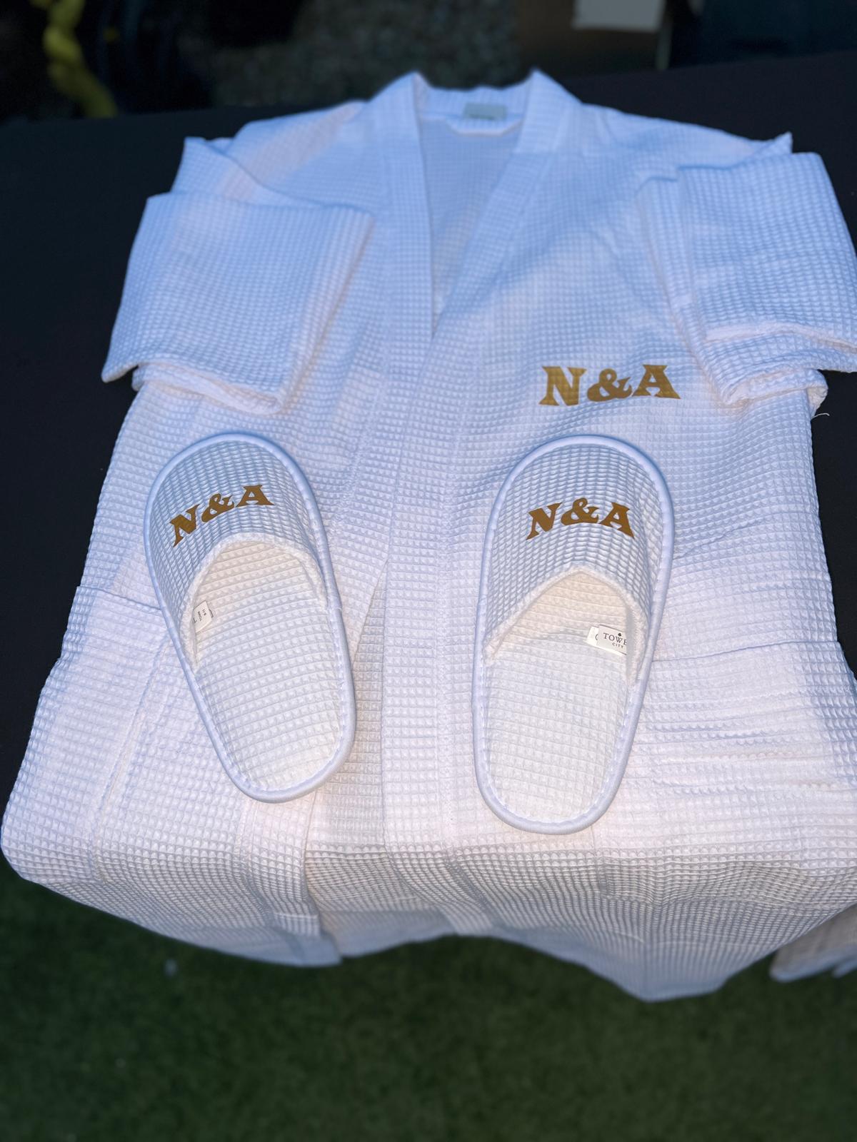 Personalised couple's robe and slippers