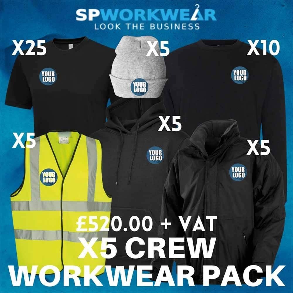 X5 Crew Workwear Pack – Complete Branded Apparel Solution — custom printed by Leeshprint