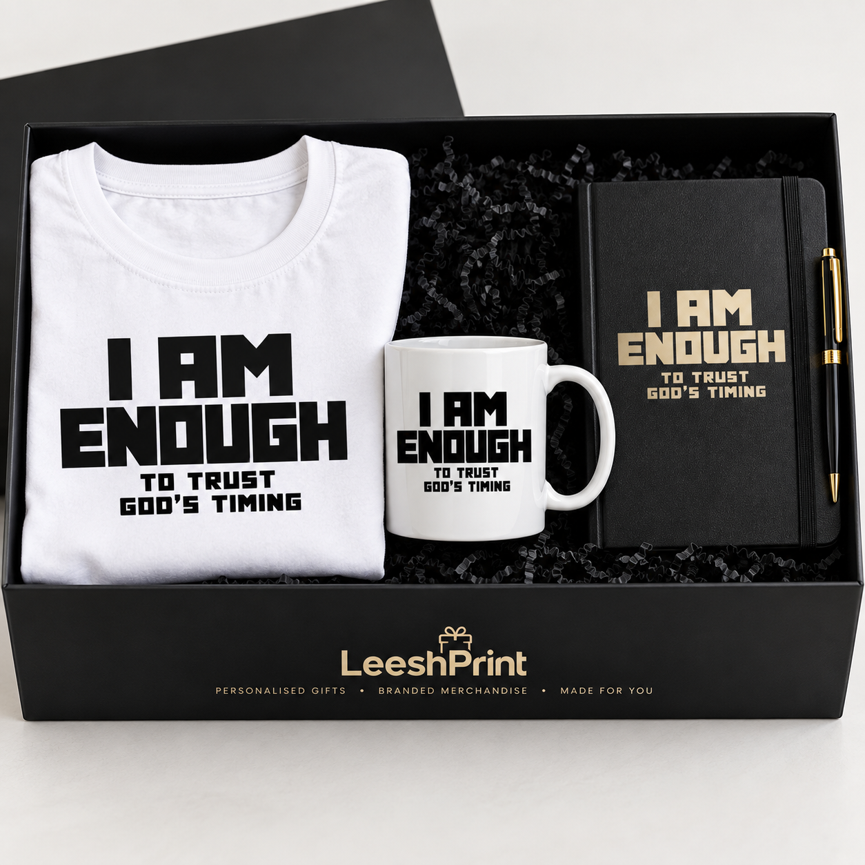I Am Enough Luxury Gift Box Set — custom printed by Leeshprint
